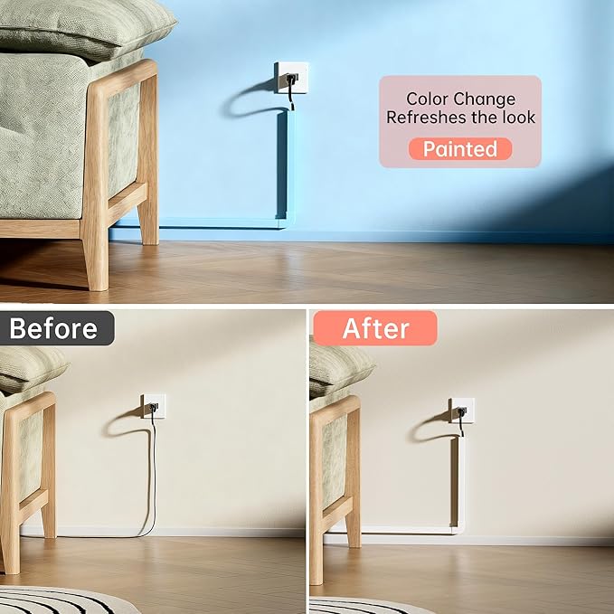 Yecaye PVC Wire Covers for Cords on Wall, One-Cord Cable Concealer Kit, Paintable Cable Raceway Management, Cord Hider, Max for 2 Small Cords for Home Office, W0.59in H0.4in