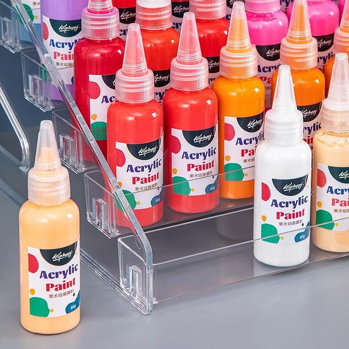 Acrylic Paint Organizer (7 Tier), Painting Bottle Holder, Clear Nail Polish Holder Rack Shelf, Acrylic Paint Storage Organizer, Craft Holder Rack for Alcohol Inks and Food Coloring (Clear)