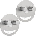 Smiley face sponge holder, kitchen Sink Caddy Organizer with Suction cup,Made of rust-proof aluminum that never rusts for Mommy & Daddy Sponges silvery (2-Pack）