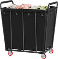 Hoctieon Large Laundry Cart with Wheels, 400L Heavy Duty Laundry Basket Organizer, Rolling Hamper Sorter for Clothes Storage, Industrial Dirty Clothes Hamper for Home & Hotel, Black