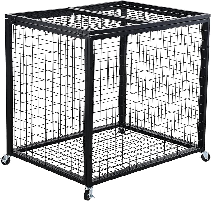 VEVOR Rolling Sports Ball Storage Cart, Lockable Basketball Cage with Double Lids, Sport Equipment Holder Organizer for Indoor Outdoor, Steel Storage Rack for Garages, Playgroup, Gym and Schools