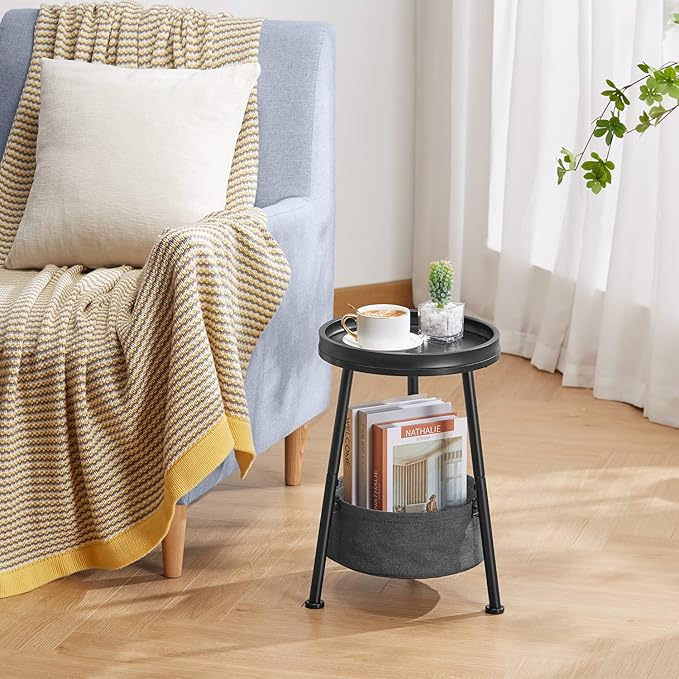 Round End Table, 11.8*17.8' Round Sofa Table, Small Round Table, Small Coffee Table, Living Room Bedroom