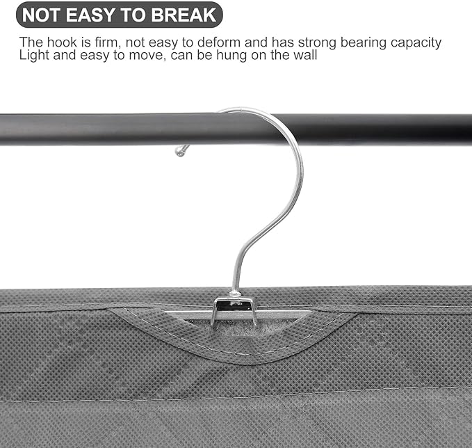 Gray Hanging Organizer Bag Dustproof Storage Hanging Container with Multiple Compartments for Handbags Shoes Sweaters Space-Saving Vertical Storage