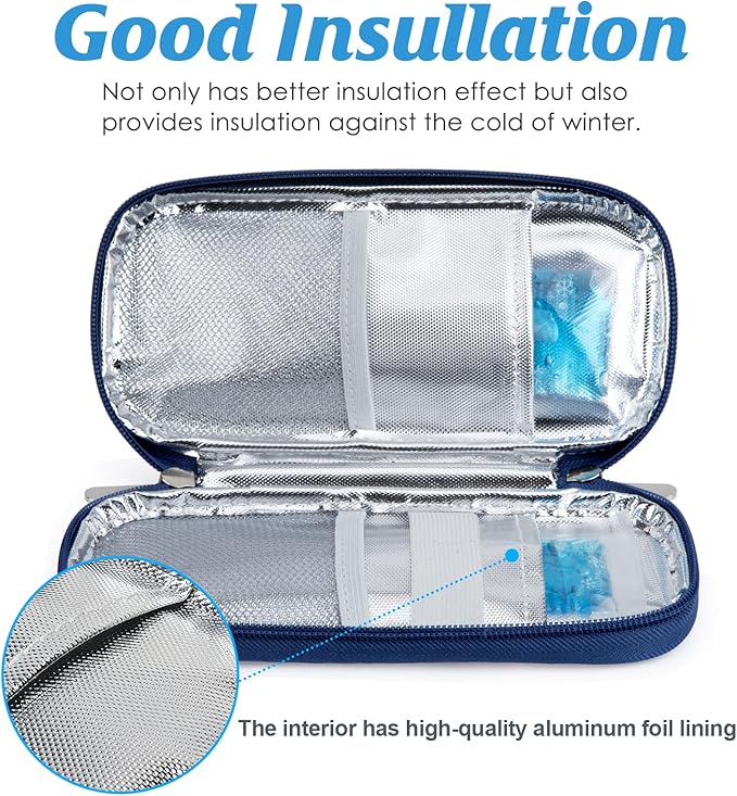 YOUSHARES Insulin Cooler Travel Case - Diabetic Case Insulated Organizer Portable Cooling Bag for Insulin Pen and Medication Diabetic Care Supplies with 2 TSA Approved Ice Pack