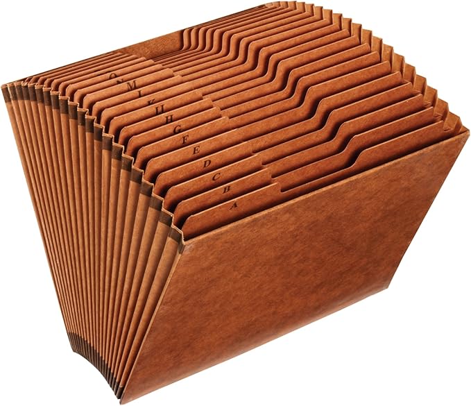 Globe-Weis Pendaflex Heavy Duty Expanding File, File Organizer for School, Home and Office, Durable 21-Pocket File, Open Top, 21 Pockets, A-Z, 1/3 Cut Tabs, Letter Size, Brown (R217AHD)