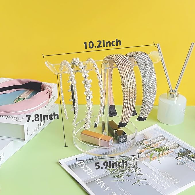 Bigfety Acrylic Headband Holder Organizer, Hair Hoop Display Stand, Clear Hairband Rack for Storage, 1 Pack