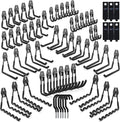 3-H Garage Wall Hooks 60 Pack, Heavy Duty Garage Hooks with Extra Welding Spots, Wall Mount Storage Organizer for Hanging Garden Lawn Tools, Ladder, Bike, WeedEater, Chair, Shovel, Blower (Black)