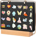 Pacmaxi Pin Display Organizers, Brooch Pin Holder, Enamel Pin Display Pages for Store 180+ Pins, Pin Collection Storage Calendar Wooden Stand with 6 Pages (Not Include Any Accessories) (Color)