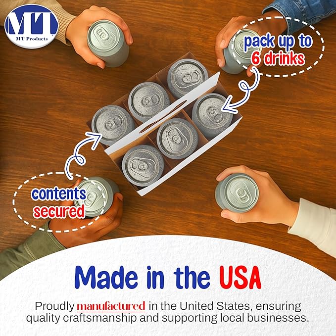 MT Products White Cardboard 6 Pack Bottle Carrier 12 oz. - Beer Bottle Holder (Pack of 10) - Made in USA