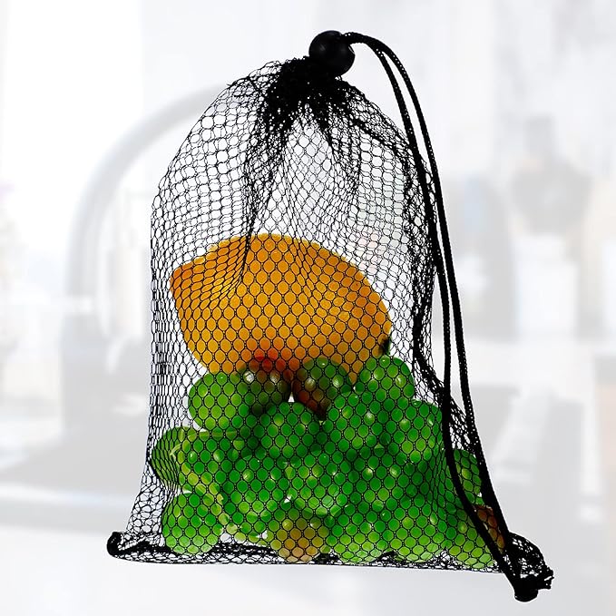 TecUnite 10 Pcs Mesh Bags Drawstring Laundry Bags Large Nylon Mesh Gift Dishwasher Bag with Sliding Drawstring for Kitchen Jewelry Gifts Wedding Favor Home(5.5 x 7.5 Inch,Black)