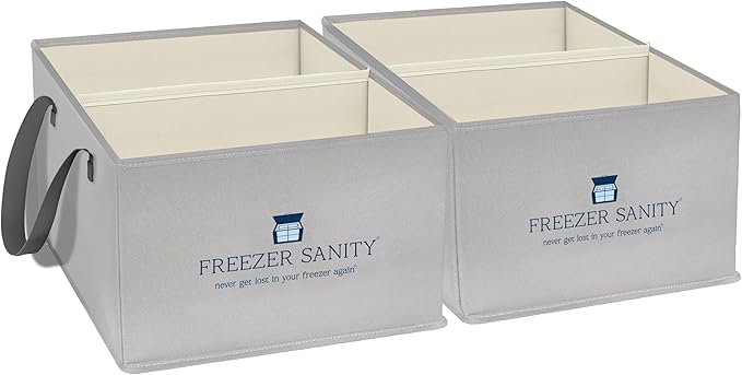 The Original Chest Freezer Organizer Bins, Stackable Storage Organizers, Deep Freezer Dividers, Handles, Heavy-Duty, Water-Proof (2 Pack Regular 15x14x9)