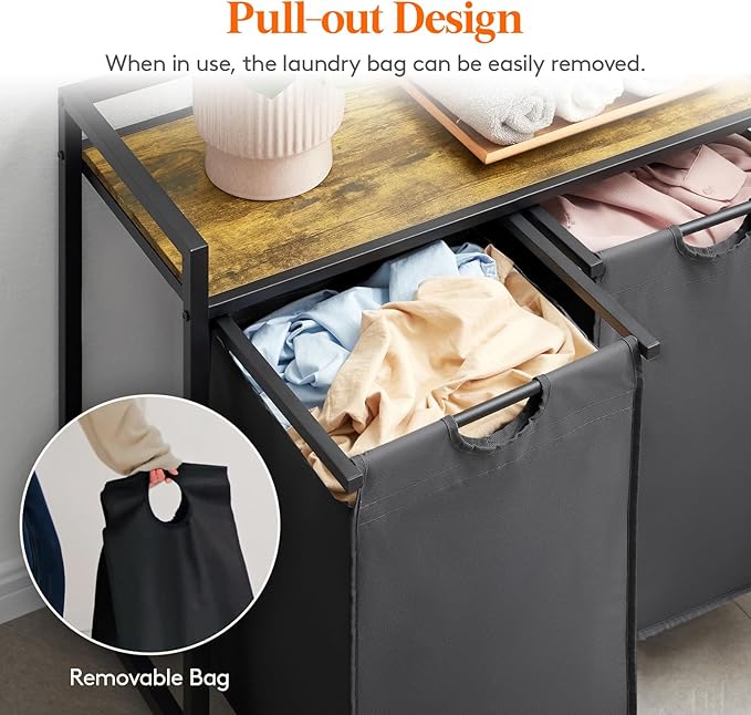Lifewit Laundry Hamper 4 Section, 168L Pull out Laundry Clothes Basket Organizer with Large Top Shelf and 4 Removable Bags and Handles for Laundry Room Bedroom Bathroom, Black with Wheels