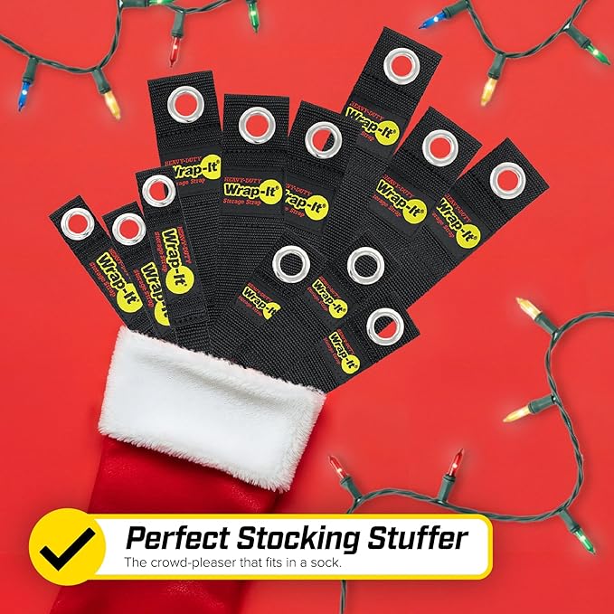 Heavy-Duty Wrap-It Storage Straps (Assorted 12 Pack) - Stocking Stuffer for Hanging Extension Cord Organizer for Cable Management and Storage on Garage Wall, RV Gadgets and Appliances