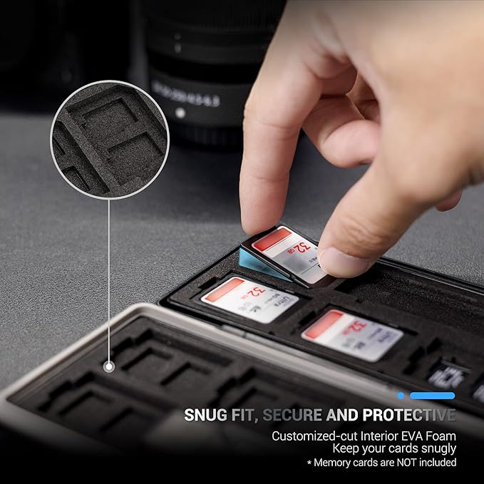 24 Slots Memory Card Case Holder for 16 Micro SD Cards, 8 SD Cards, Includes a 3 in 1 Type C USB 3.0 Micro USB 2.0 Memory Card Reader, Water-Resistant Anti-Shock