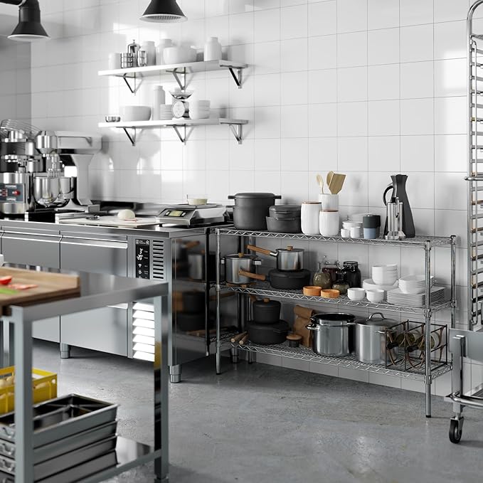 14" Deep x 54" Wide x 34" Height Wire Shelving Kit | 3-Tier | NSF Commercial Storage Rack Unit