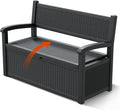 80 Gallon Outdoor Storage Box, Resin Patio Furniture with Armrest, Lockable Deck Box with Waterproof and UV Resistant for Patio Cushions, Garden Tools and Pool Supplies, Black