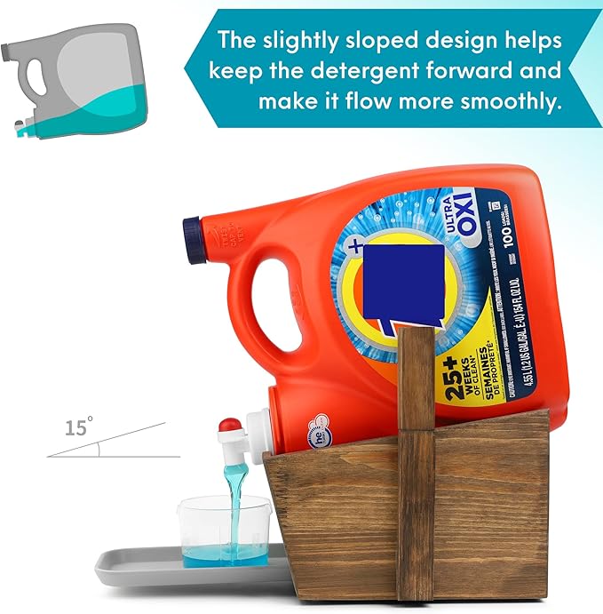 Besuerte Laundry Detergent Stand - Farmhouse Laundry Detergent Shelf - Liquid Laundry Detergent Holder - Laundry Soap Holder - Detergent Organizer For Laundry Room(Jacobean)