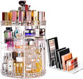V-HANVER Makeup Organizer Combo - 360° Rotating Makeup Organizer with 7 Adjustable Layers Acrylic Skincare Organizer Large Cosmetic Display Case Clear Perfume Organizer with Makeup Palette Organizer
