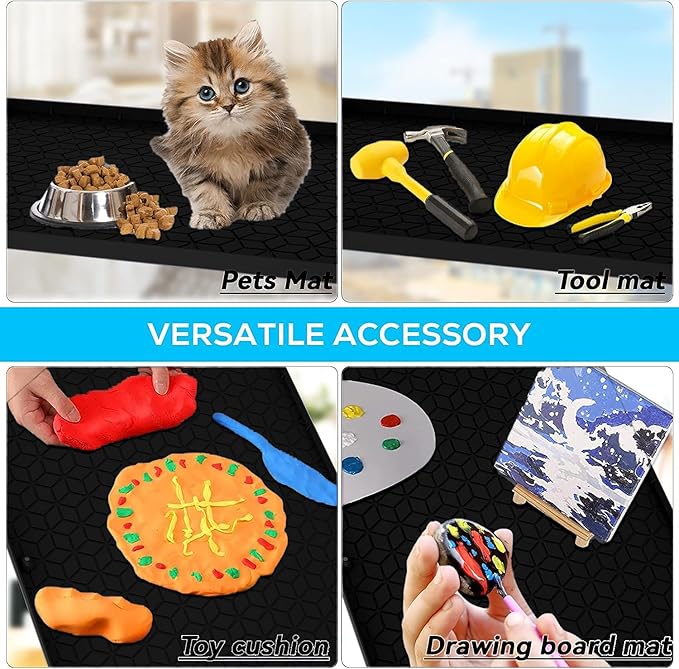 Under Sink Mat for Kitchen, Silicone Waterproof Liner, Flexible Organizer Tray with Drain Hole, 3.4 Gallons Capacity, Easy to Clean