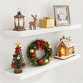 Fun Memories White Floating Shelves 48 Inch Long, Wood Wall Shelves 48x9.3x1.5, 9.3 Inch Deep Floating Shelf for Wall, Large White Shelves for Home Decor & Storage, Set of 2