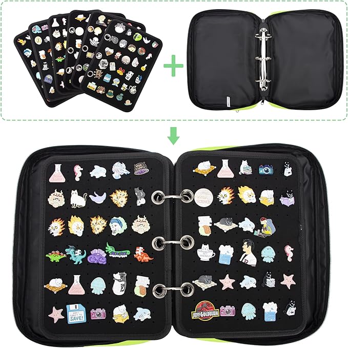 Enamel Pin Display Pages Pin Carrying Case, Pins Collection Storage Organizer Case, Travel Brooch Pin Display Bag (Pins Not Included)