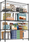 5 Tiers Shelf 1750 lbs Steel Storage Shelving Utility Shelving Unit Steel Organizer Wire Rack for Home,Kitchen,Office,Garage Chrome 17.7" D x 47.2" W x 76.8" H