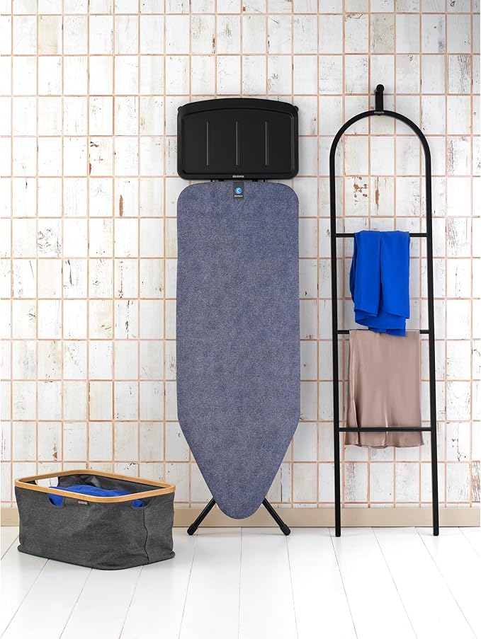 Brabantia - Ironing Board C - Extra Large Steam Iron Rest - Adjustable in Height - Non-Slip Rubber Feet - Cotton Cover with Foam Layer - Foldable XL Unit - Denim Blue - 49 x 18 inches