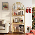 BREEZEHEAT 4-Tier Arched Bookshelf, 72" Tall Bookcase with Storage Shelves, Floor Standing Open Display Storage Shelf with Metal Frame, Large Organizer for Living Room, Home Office, Bedroom, Natural
