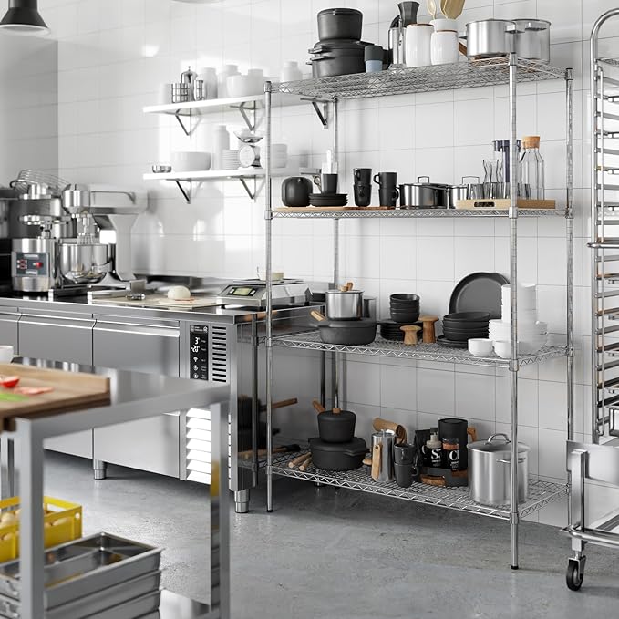 21" Deep x 48" Wide x 74" Height Wire Shelving Kit | 4-Tier | NSF Commercial Storage Rack Unit
