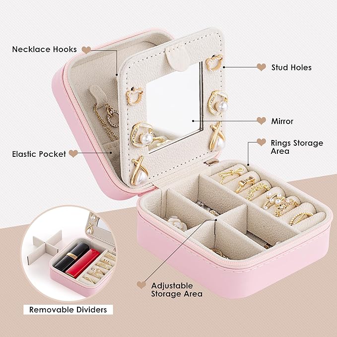 Birthday Gifts For Women, Initial Jewelry Box, Travel Jewelry Case, Gifts for Wife Girlfriend, Small Travel Jewelry Organizer, Gift for Girls, Graduation Gifts for Her, Bridesmaid Gifts