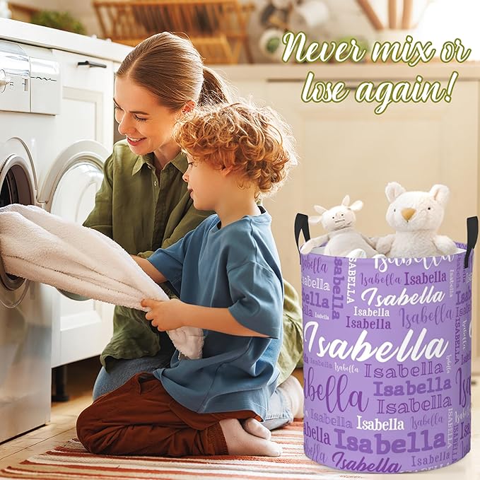 Custom Name Laundry Hamper, Personalized Laundry Baskets with Name for Boys Girls Women Men, Customized Collapsible Dirty Clothes Hamper Easy Storage Gifts for Bedroom Bathroom Living Room