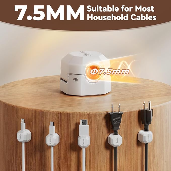 12 Pack Rotatable Cable Clips,Spring Cord Organizer Desk Cable Management Cord Holder Adhesive Phone Charger Cord Clips for Home Office Car Wall Nightstand Accessories White