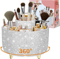 Bling 360° Rotate Makeup Brush Holder Organizer, Makeup Organizers Countertop, Makeup organization and Skincare Storage for Vanity, Gift for Women Girls (Bling dz-White)