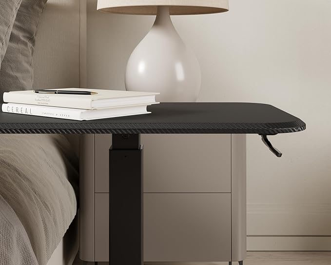 ERGOHOME™ ELEVANCE TABLE™ Height Adjustable Side Table for Couch or Bed, Laptop Table - Small End Table Office Coffee Table - C-Shaped Sofa Side Table with Multi-Function (Black Base Carbon Black Top)