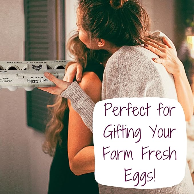 250 Egg Cartons- Bulk Value Bundle- Adorable Printed Design for Farm Fresh Eggs, Recycled Paper Cardboard, Sturdy & Reusable, Holds up to XL Chicken Eggs
