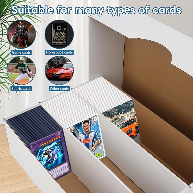 8 Pack Trading Card Storage Box, 2340 Count Card Storage Box White Sports Cards Organizer Box Trading Cards Box for Storing Protecting and Organizing Soccer Basketball Game Cards