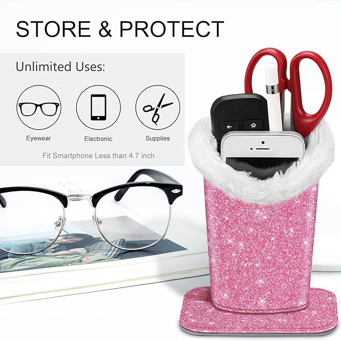 Fintie Plush Lined Eyeglasses Holder, Glasses Stand Case, Anti-scratch Glasses Storage Organizer for Desk, Nightstand, Office