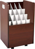 AdirOffice Adir Blue Print Storage Organizer - Mobile Roll File Cart, Construction Plan Holders, Blueprint Cabinet with Wheels, Roll Files Storage for Office and Home (20 Slots, Mahogany)