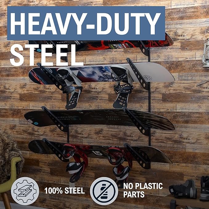 StoreYourBoard Adjustable Snowboard Storage Rack, Wall Mount 4 Board Display