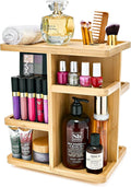 Sorbus 360° Makeup Organizer - Bamboo Wood Make Up Storage Carousel for Cosmetics, Skin Care Rotating Makeup Organizer for Vanity, Bathroom Storage