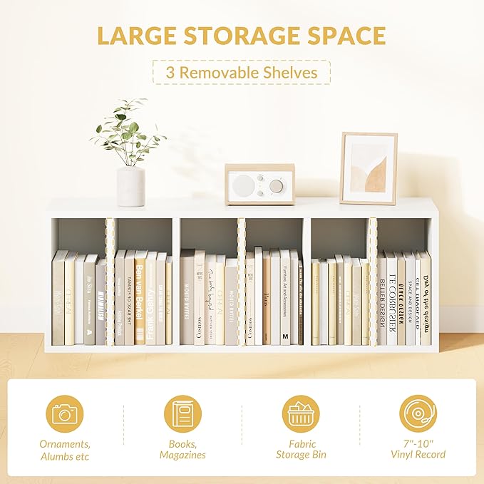IOTXY DIY Modular Cube Bookcase - CubeXY Customizable Stackable Expandable Basic Shelving Units, 6-Cube Wooden Open Bookshelf with Removable Shelves for Books Organizer, White
