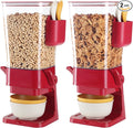 Cereal Dispenser Countertop Red 2 Pack with Creal Bowls Spoons Cutlery Box, Cereal Containers Storage - Not Easy to Crush Food, Dry Food Dispenser For Pantry Candy Snack