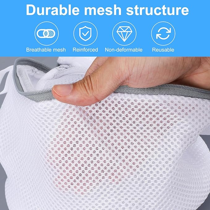 2pcs Underwear Bra Mesh Laundry Bag, 6.50x5.91in/16.5x15cm Durable Reusable Delicate Undergarment Laundry Net with Reinforced Washing Machine Mesh for College Dorm Travel Family Apartment