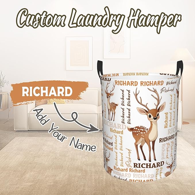 Custom Name Laundry Hamper, Personalized Laundry Baskets with Name for Boys Girls Women Men, Customized Collapsible Dirty Clothes Hamper Easy Storage Gifts for Bedroom Bathroom Living Room
