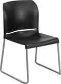 Flash Furniture Hercules Series Contoured Stacking Chairs for Waiting Rooms and Offices, Ergonomic Lobby Chairs with Curved Back, Set of 5, Black