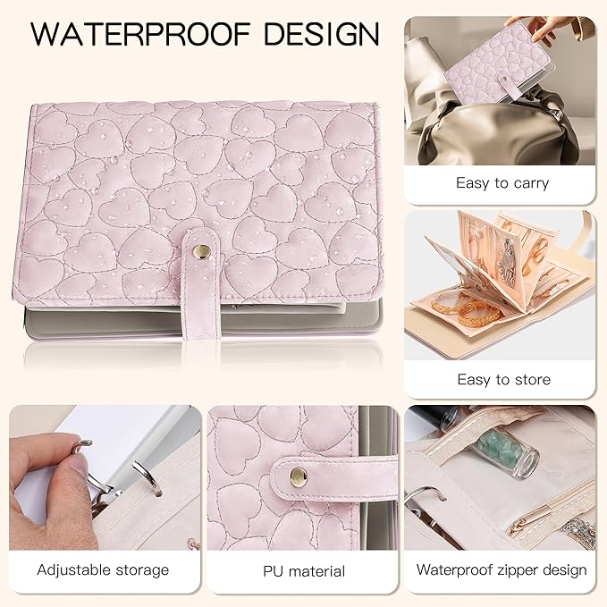 Travel Jewelry Organizer Case,Jewelry Storage Roll Bag for Women,Tangle-Free Portable Storage for Necklaces & Earrings/Rings/Bracelets,Jewelry Storage Book, Waterproof Organizer Bag