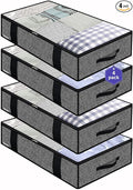 Onlyeasy 4 Pack Under Bed Clothes Storage Bags Organizer with Reinforced Handles and Zippers, Foldable Underbed Storage Container Bags for Blankets, Comforters, Bedding, Linen-like Black, MXAUBBP4