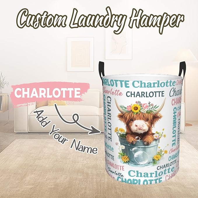Custom Name Laundry Hamper, Personalized Laundry Baskets with Name for Boys Girls Women Men, Customized Collapsible Dirty Clothes Hamper Easy Storage Gifts for Bedroom Bathroom Living Room