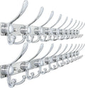 Dseap MaxStrong 2.0 Coat Rack Wall - 37” Long 10 Tri Hooks - Ultra Heavy-Duty Stainless Steel Wall Mount Coat Hanger, Hook Rail for Clothes Hats Jacket Towels Chromed, Pack of 2