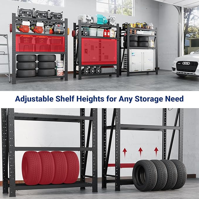 FLEXIMOUNTS 10000LBS 2 Pack Garage Shelving, 4-Tier Heavy Duty Shelving Unit, 23.6" D x 49.6" W x 71" H, Industrial Shelving, Adjustable Storage Shelves for Garage, Basement, Warehouse, Workshop